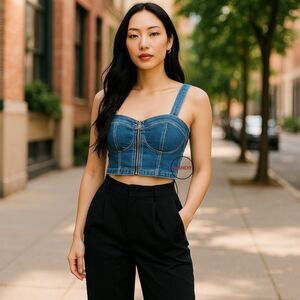 BP Denim Corset Crop Top XS
